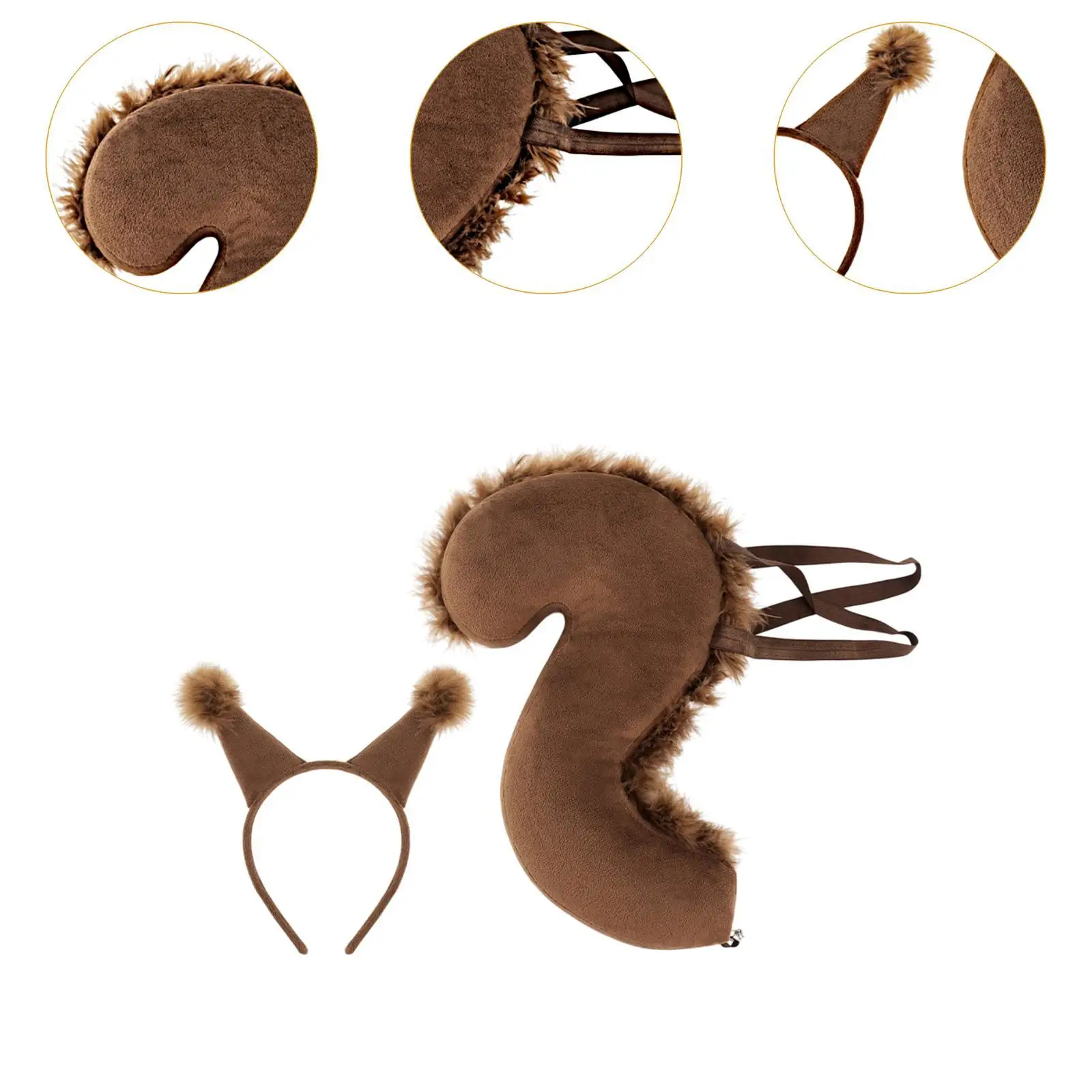 Zestaw uszu wiewiórki i ogona Cosplay obręcz do włosów na imprezę z okazji Halloween