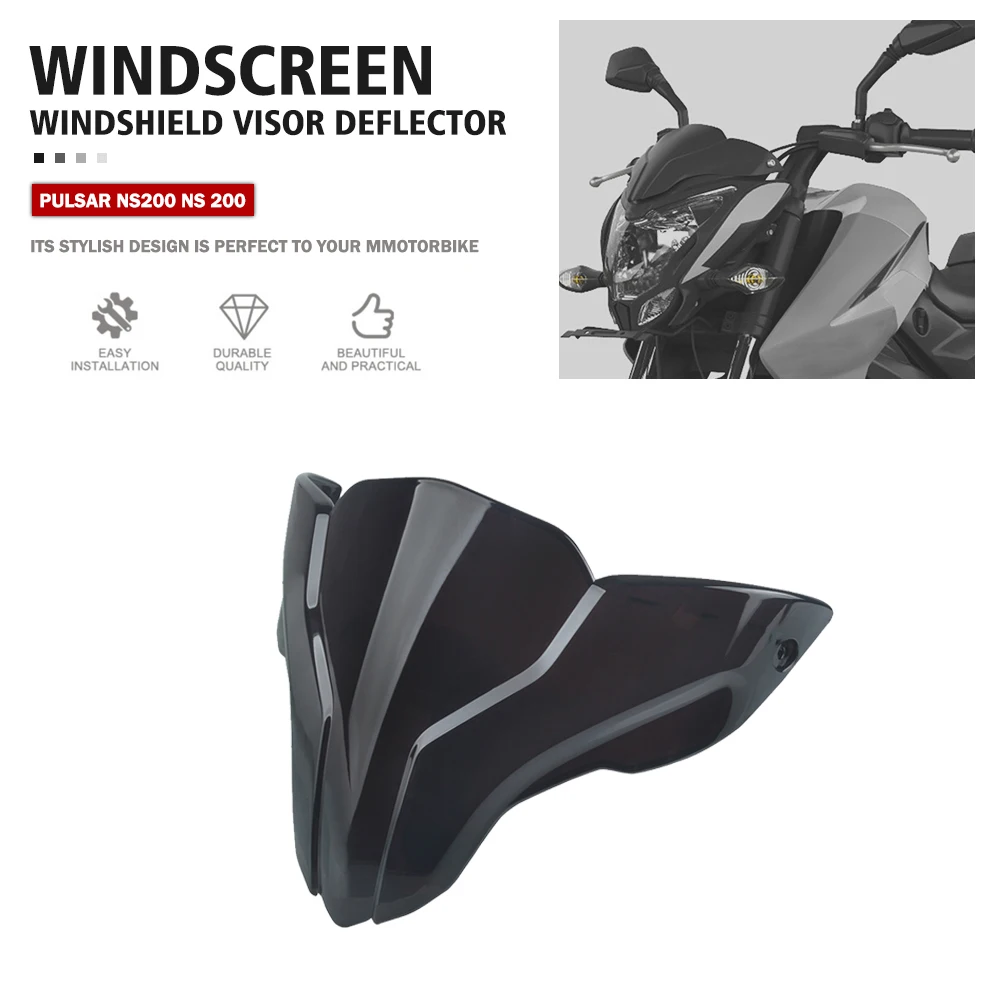 For BAJAJ Pulsar NS200 NS/200 RS/200 AS Motorbike Accessories Front Windshield Windscreen Windproof Air Wind Screen Deflector