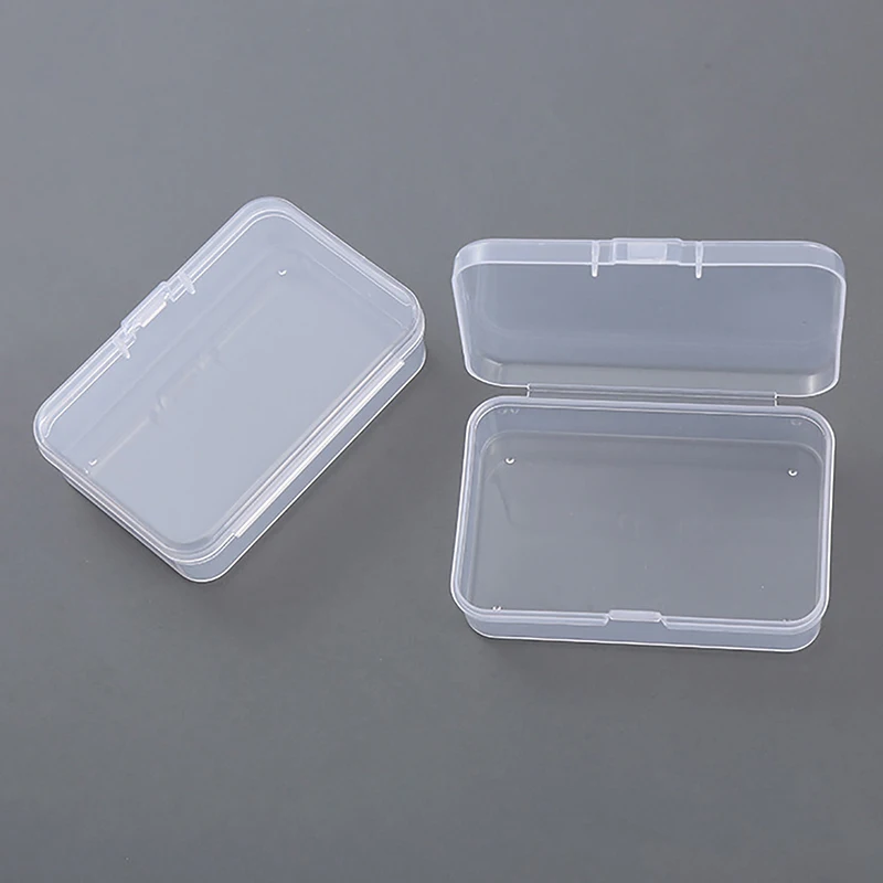 2PCS Square Plastic Transparent Storage Box Small Items Sundries Organizer Case Jewelry Beads Container Box Tools Accessories