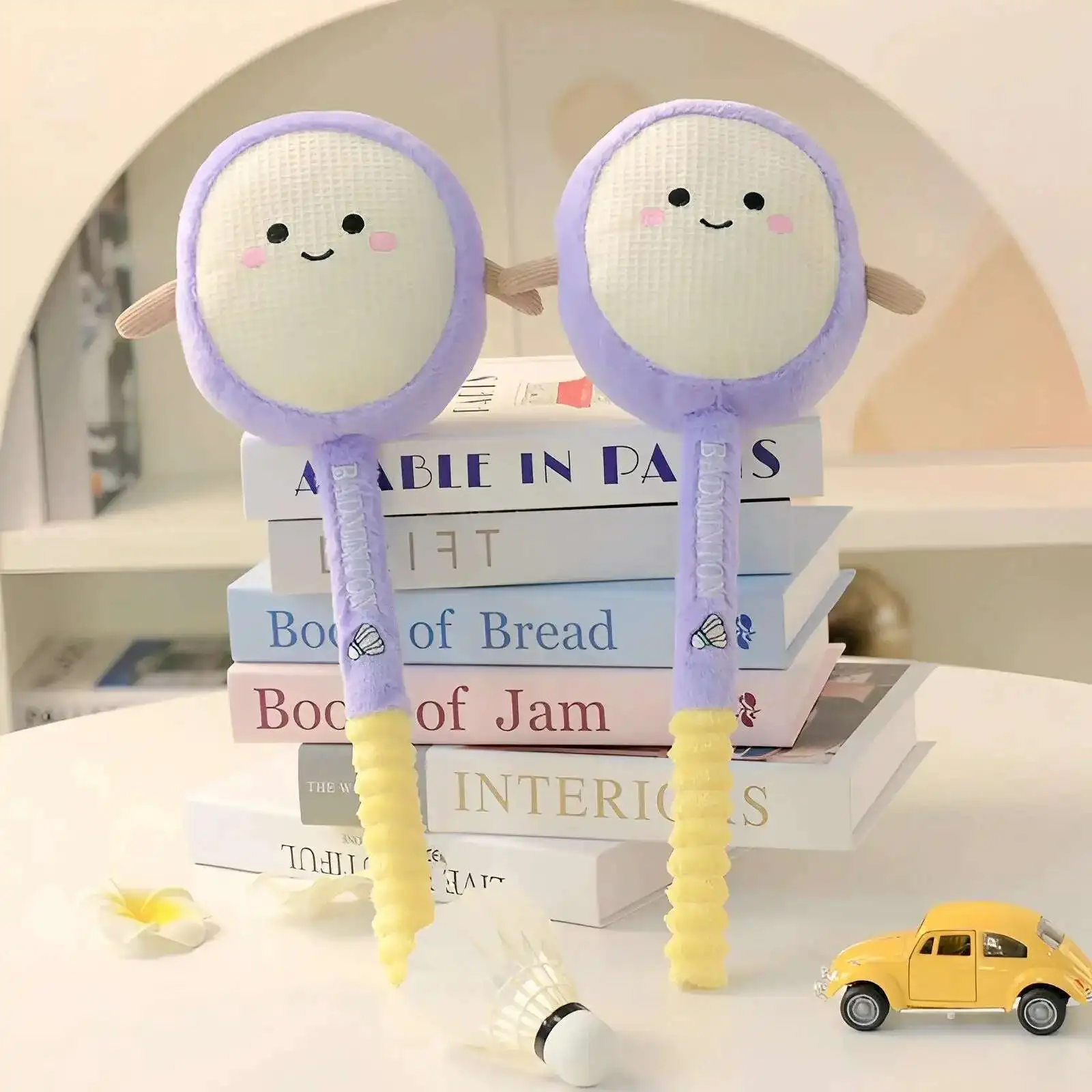 Raquette de Badminton en peluche de 38CM, jouet mignon, équipement de sport pour la vie réelle, poupée en peluche douce, décoration de la maison, cadeau Souvenir Kawaii