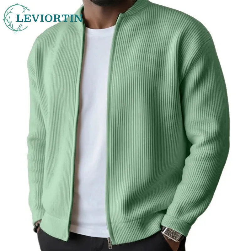 

2025 autumn /winter men's European and American style casual simple solid color versatile comfortable loose long sleeved jacket