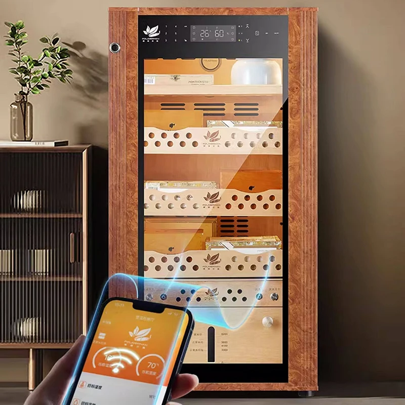 Nordic cedar wood cigar cabinet high-end constant temperature and humidity fingerprint password lock humidor Home furniture FYCC