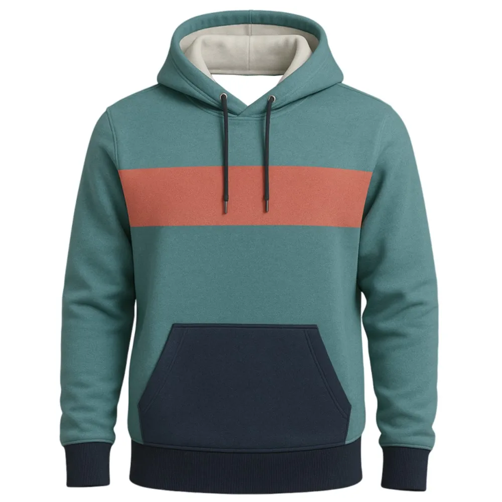 2026 New Trendy 3D Adult Hoodie With Novel Color Blocking Pattern And Kangaroo Pocket For Daily Wear Hooded Sweatshirt