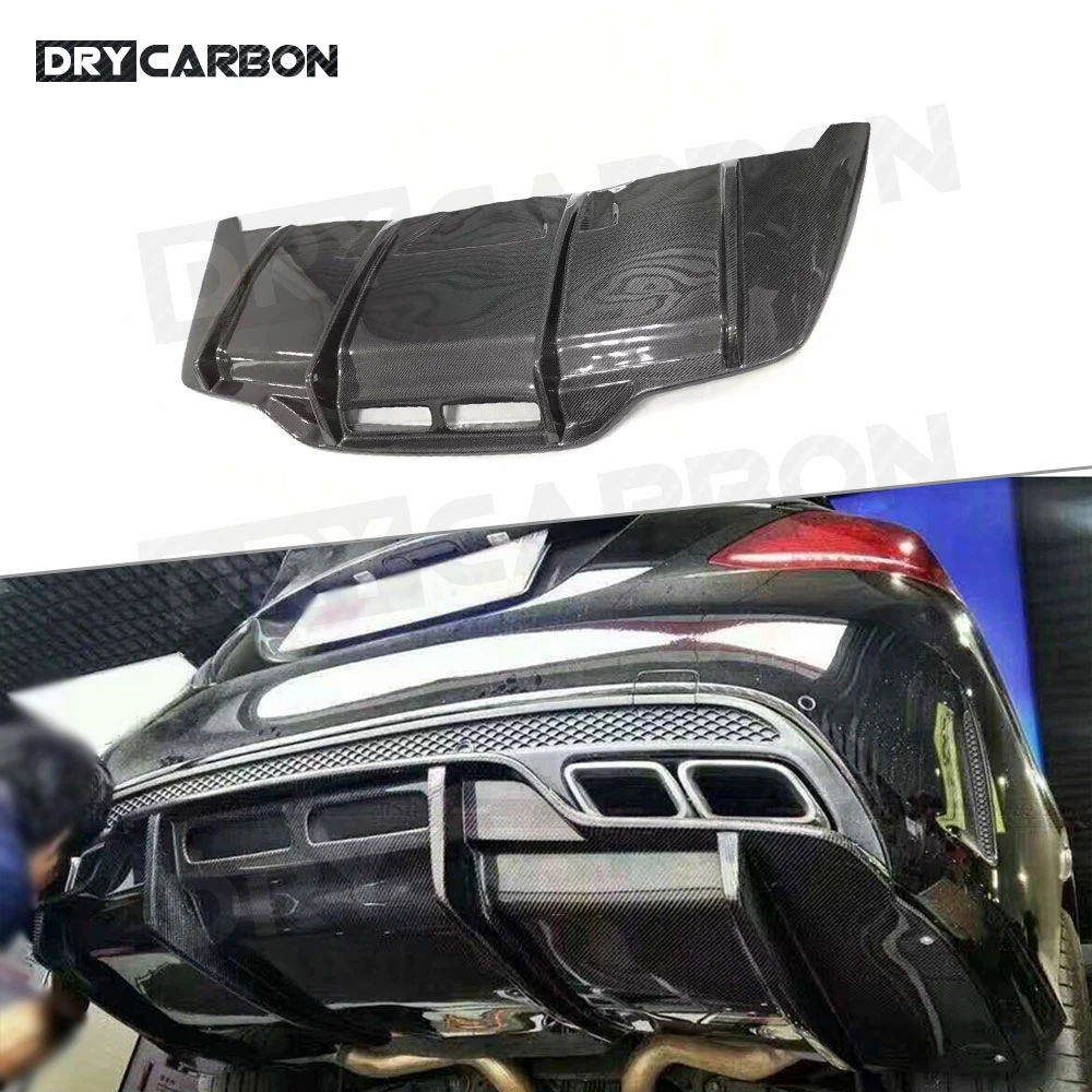 

Carbon Fiber Rear Diffuser Bumper Lip Spoiler for Benz C Class W205 C205 C63 C63S Sedan Coupe AMG 2015-2022 P Style Back Plate