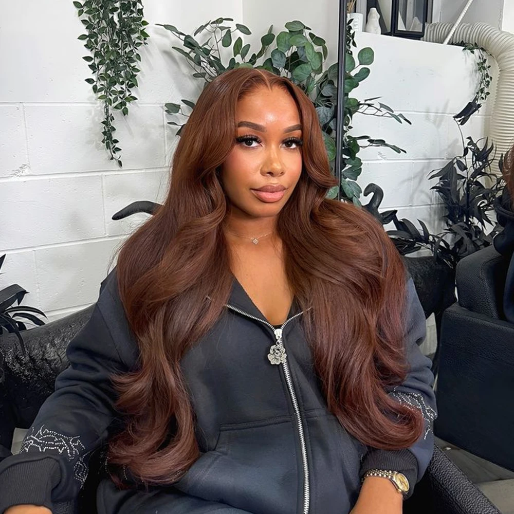 

250 Плотность 32 дюйма Шоколадно-коричневый 13x4 Парики фронта шнурка Человеческие волосы Объемная волна 13X6 HD Парики фронта шнурка Человеческие волосы предварительно выщипанные