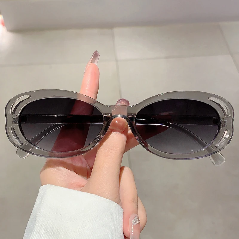 KAMMPT Vintage Oval Sunglasses Women Stylish Retro Gradient Eyewear Trendy Luxury Brand Designer UV400 Sun Shades for Party