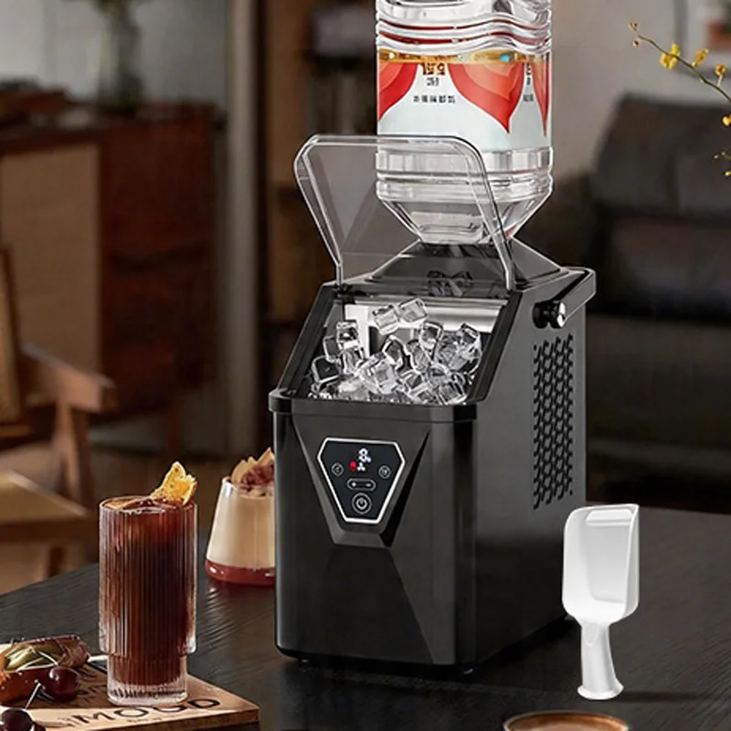 Compact Automatic Ice Maker, 12KG/24H Ice Output, Antibacterial Inner Tank—Ideal for Dorm Rooms, Bars, and Bubble Tea Shops