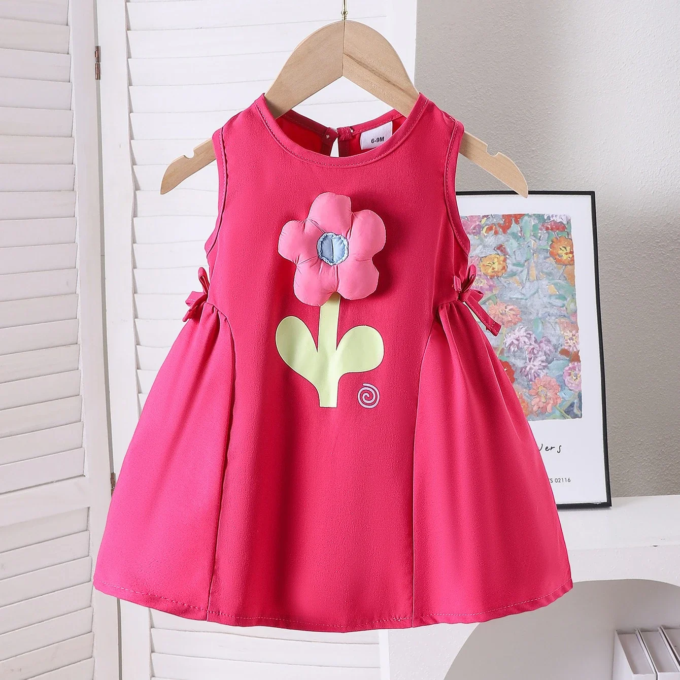 Girls Skirt 2026 Spring Summer New Childrens Clothing Girls Baby Fashion Lovely Three-dimensional Rose Puffy Princess Skirt