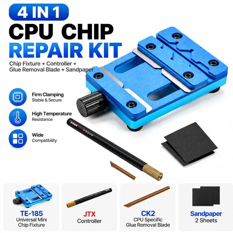 4 IN1 Universal Mini Chip Fixture Kit with CPU Glue Removal Blade Sandpaper for Motherboard IC BGA Repair Tool