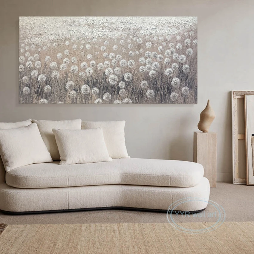 Living Room Sofa Bedroom Decoration Salon Handmade Oil Painting Abstract Edelweiss Art Canvas Wall Poster Home Mural Horizontal