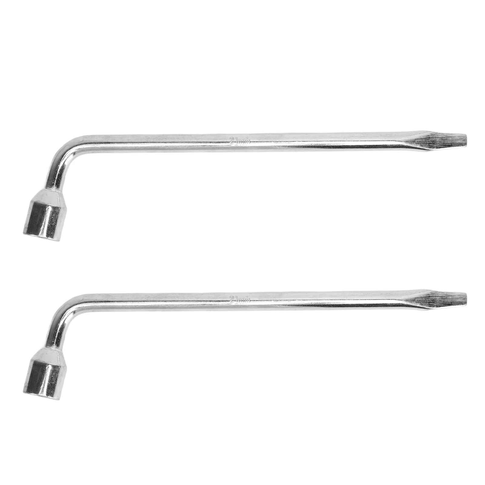 21mm Car Spare Tire Lug Wrench L Type Hex Key Slotted End Socket Lug Wrench Set 2PCS -Tire Iron Repair Tool Automotive Accessory