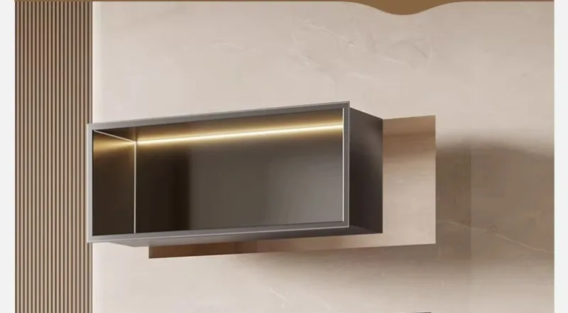 Recessed Wall Niche, Ultra-Thin Stainless Steel Shelf, for Bathroom Toilet Storage, Horizontal Metal Rack