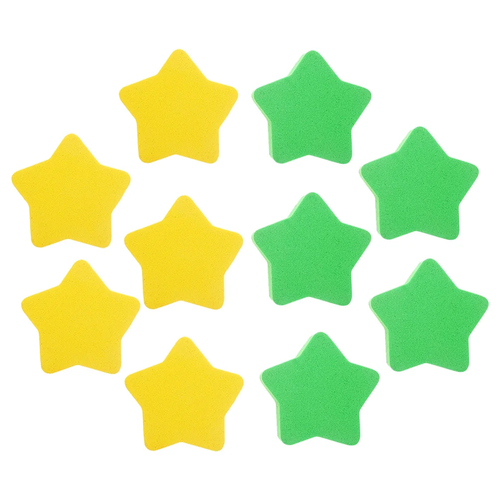 

10 Pcs Yellow Star Shaped Magnetic Whiteboard Erasers Reusable Erase Board Tool for Office Classroom Kids