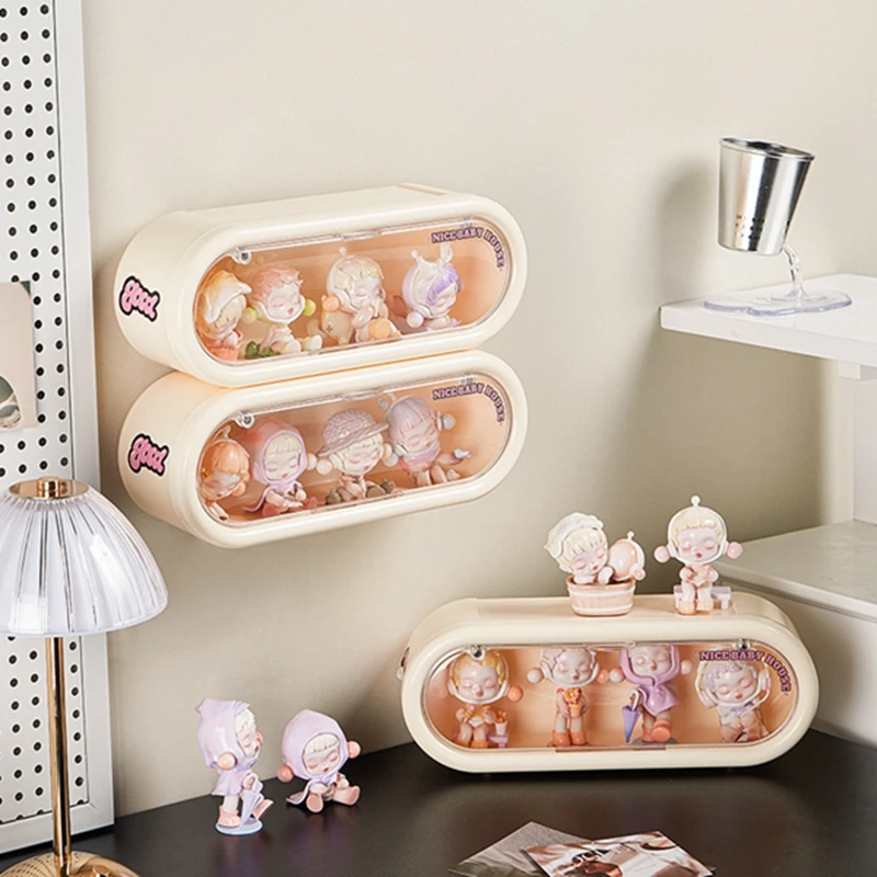 Wall Mounted Showcase Stackable Blind Box Jewelry Figures Display Case Figures Stand Dust Display Proof Doll Toy Storage Box