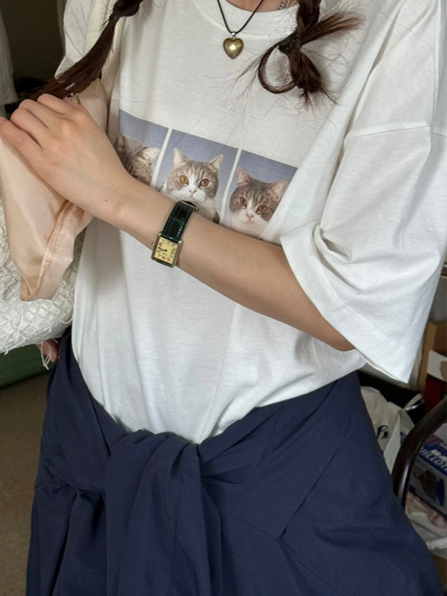 Korean Sle Pure Cotton ort Sve T-irt Women's Simple oulder High End Feeling Ribbon Bit Fem Top Summer irt