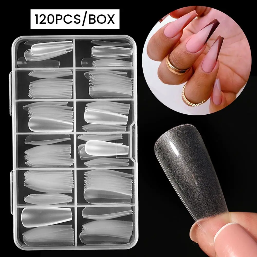 On Nail Art Tool with Storage Case Nail Capsule Full Cover Nail Tips Long Artificial Nails False Nails Fake Nail Extension
