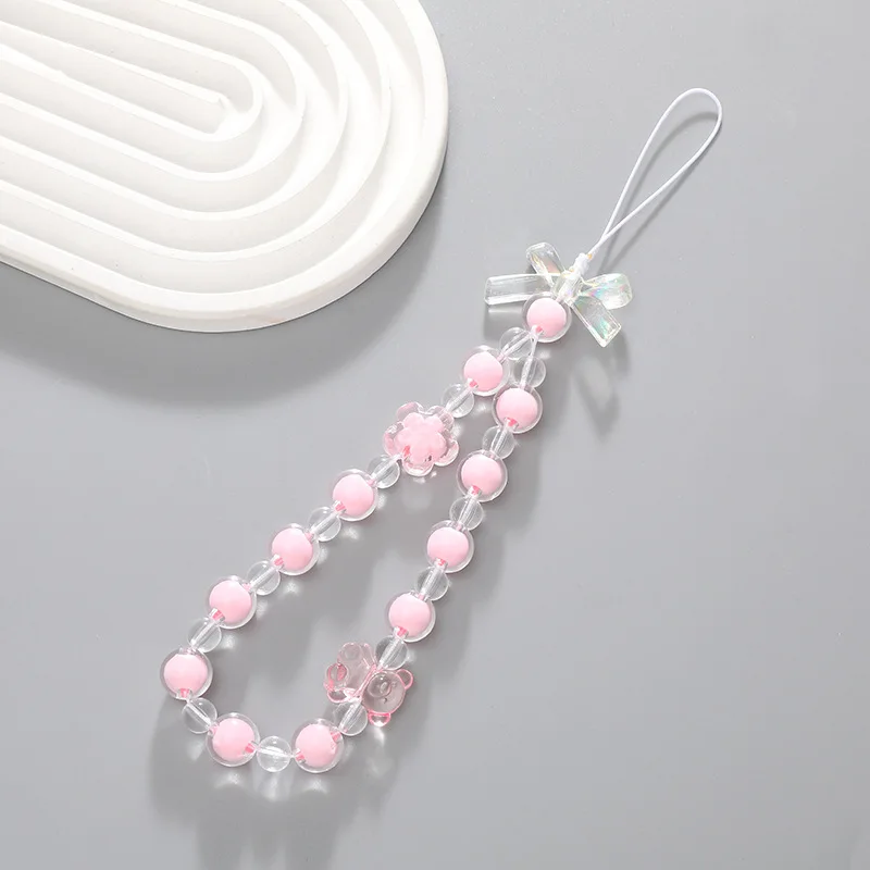 Women Girls Beaded Mobile Phone Lanyard Smartphone Chain Anti-Lost Tellphone Rope Summer Candy Colored Phone Strap Pendant Gifts