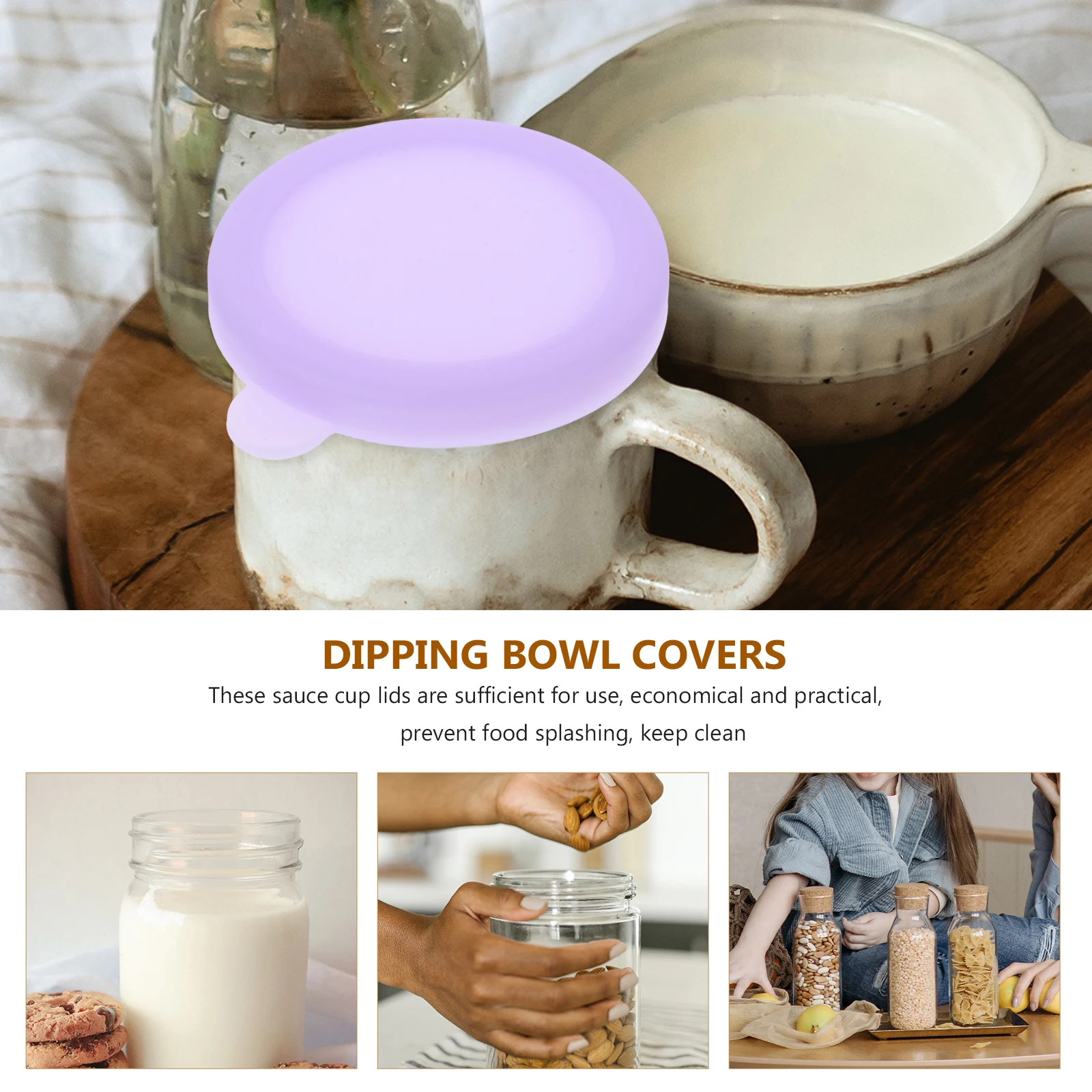 

6pcs Silicone Lids for Yogurt Cups Sauce Bowls Mixed Color Kitchen Condiment Dipping Sauces Spice Soy Vinegar