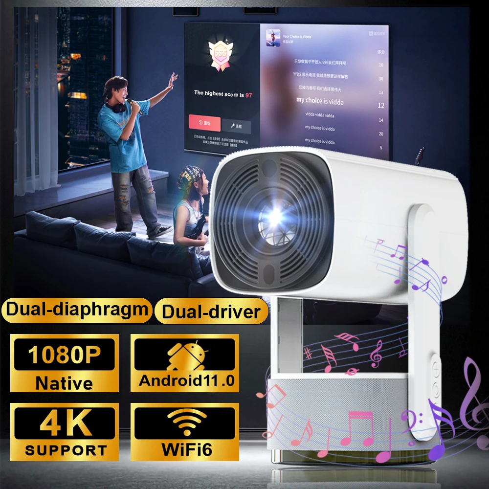 

K2 Projector 4K Full HD 1080P Cinema Android 11.0 WiFi Mini Portable 1280*720P Outdoor Home Theater Video Projector With Battery