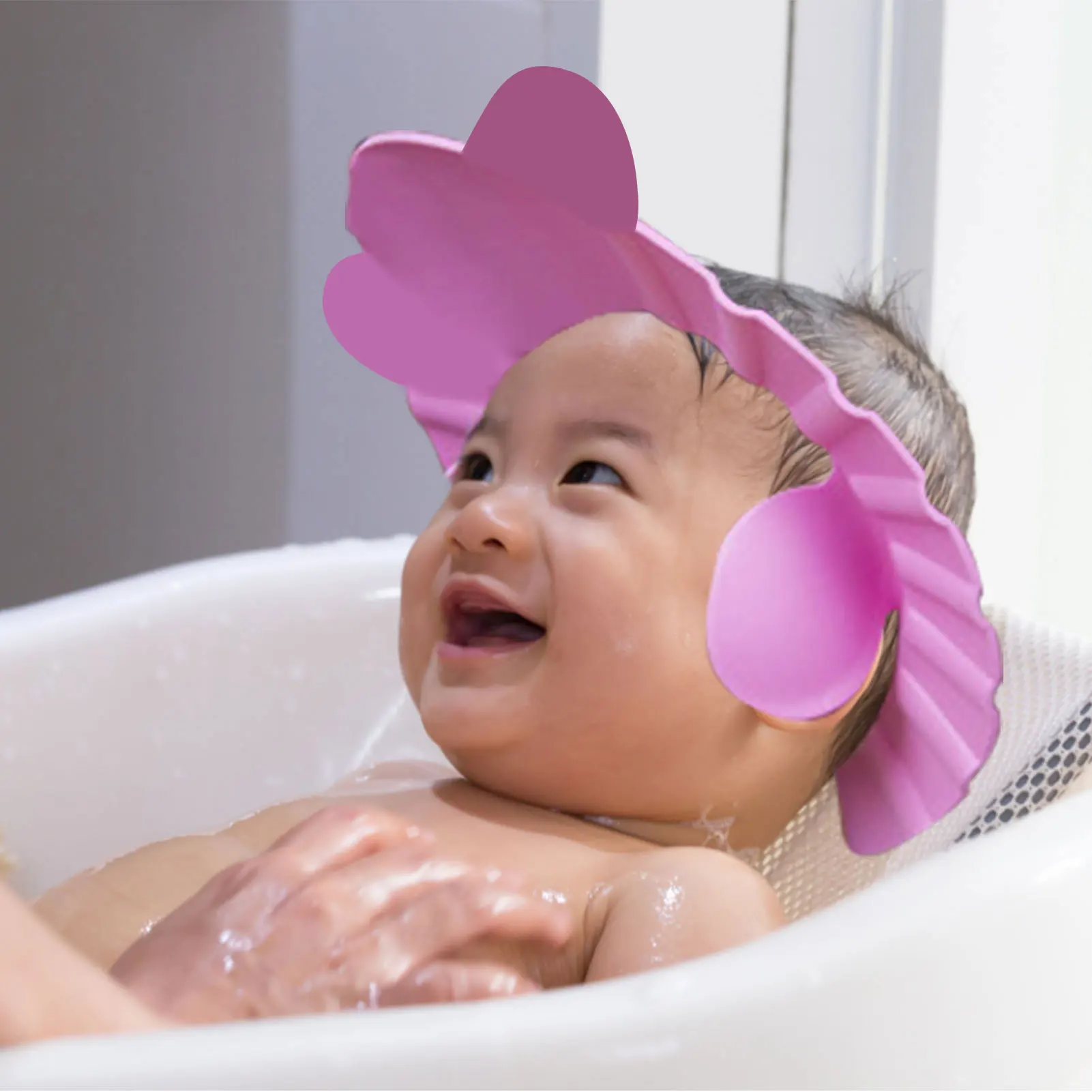 Topi Mandi Bayi Silikon Topi Mandi Bayi Rambut dengan Pelindung Telinga Mencuci Kepala Mandi Perisai untuk Menghentikan Air Di Mata Silikon Bayi