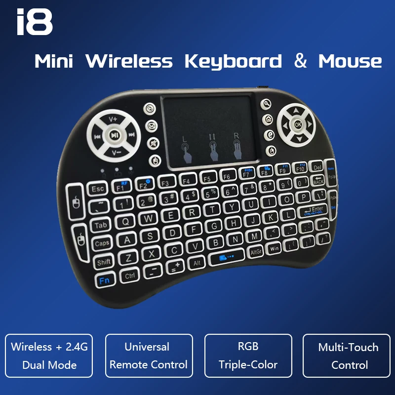 i8 Handheld Mini Wireless Keyboard Dual Power Option Lithium Battery / AAA Battery Portable Air Mouse Controller