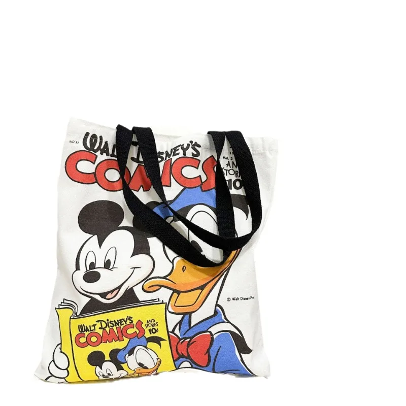 Disney Mickey Canvas Bag Large Capacity Female Student School Bag Tutorial Handbag Donald Duck Cute