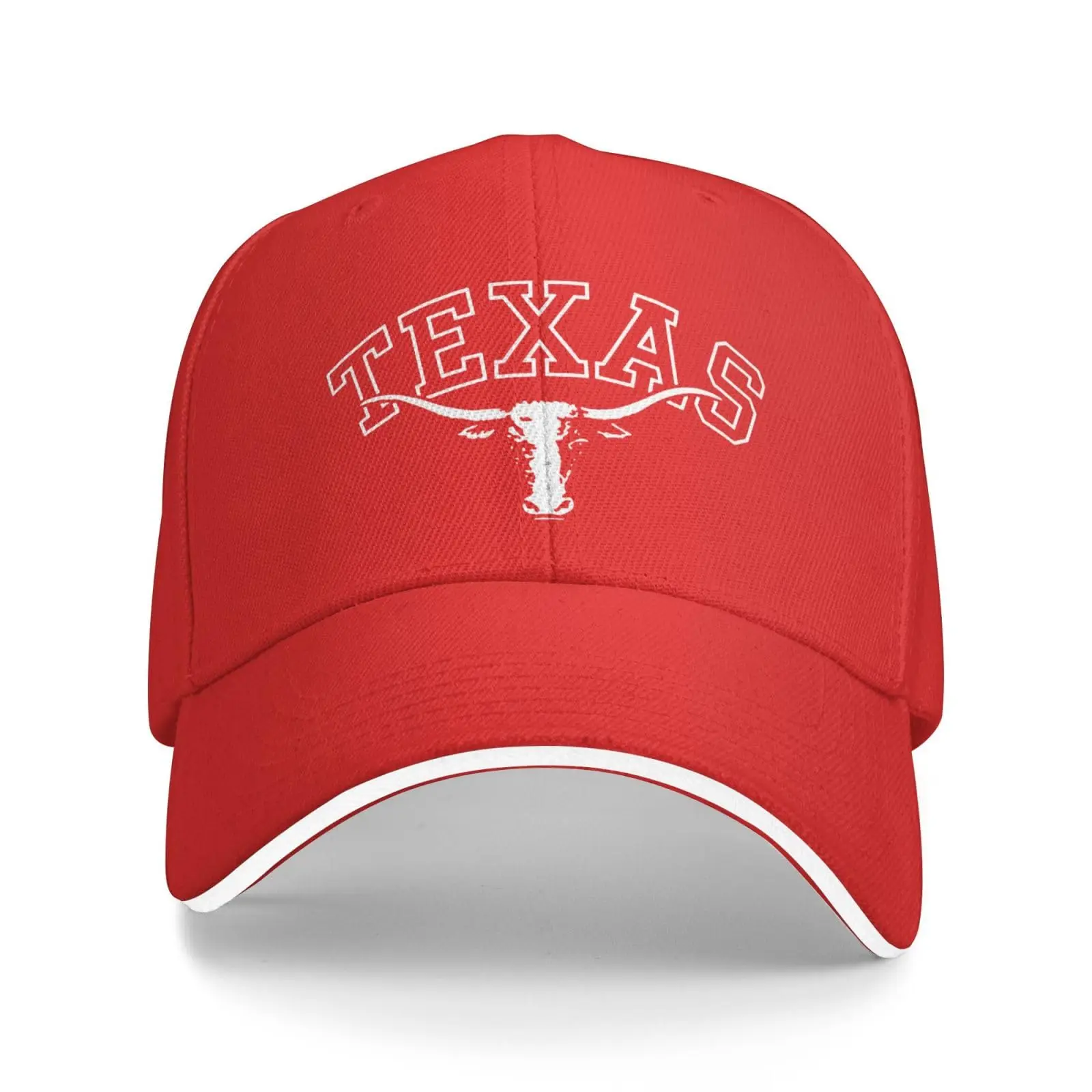 Texas Longhorn Lone Star State Texas Strong Hat Czapka z daszkiem z kaczym językiem Czapka z daszkiem dla dorosłych Kapelusz kanapkowy Czerwony