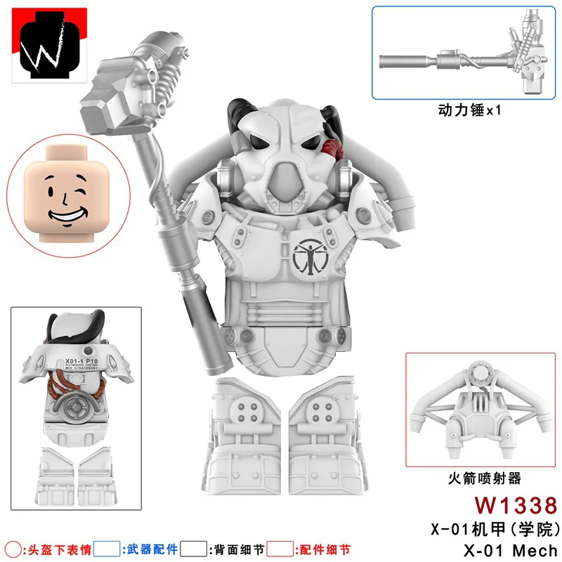 MOC Militär Bos Game T60 Power Armor Offiziere Soldaten Bausteine Anime Actionfiguren Ritter Roboter Bausteine Spielzeug
