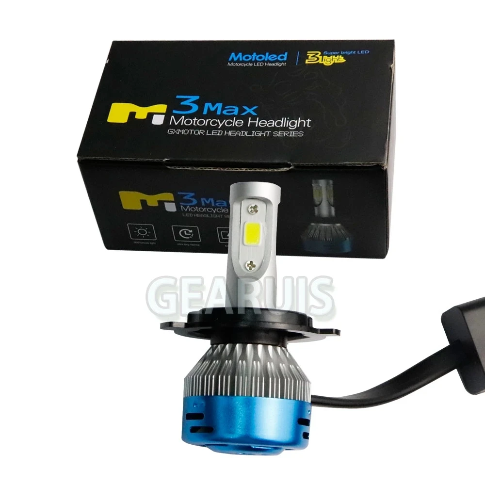 M3max Motorcycle Headlight H4 40W 4000LM LED COB 3 LED High Low Beam Bulbs Moto Headlamp For Motorcycle Light LED AC DC 12V-80V