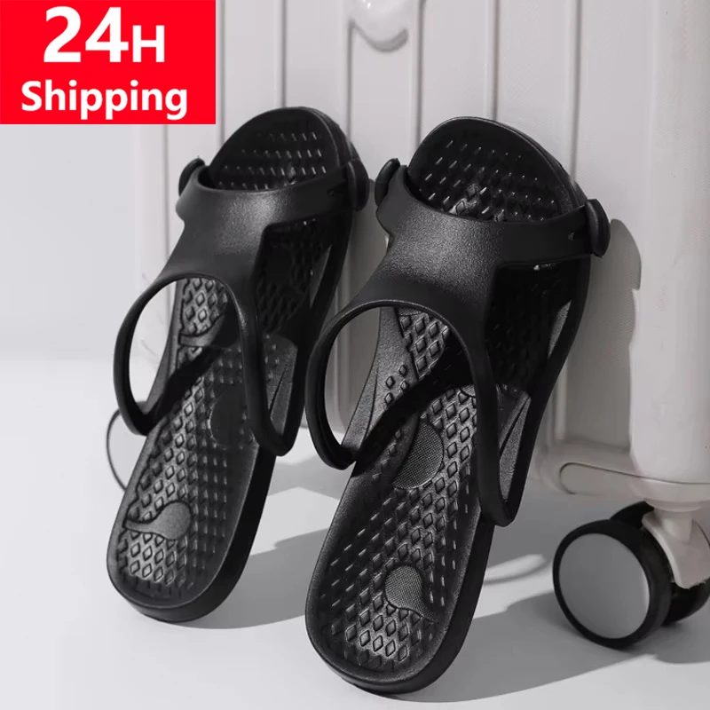 

Мужские портативные складные пляжные тапочки, дорожные износостойкие противоскользящие сандалии из ЭВА для пар, уличная летняя обувь для ванной, шлепанцы