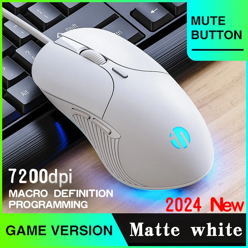 2024 New Profession Wired Gaming Mouse 6 Buttons 7200 DPI Optical USB Computer Mouse For PC laptop Gamer Mice Mute Wired Mouse