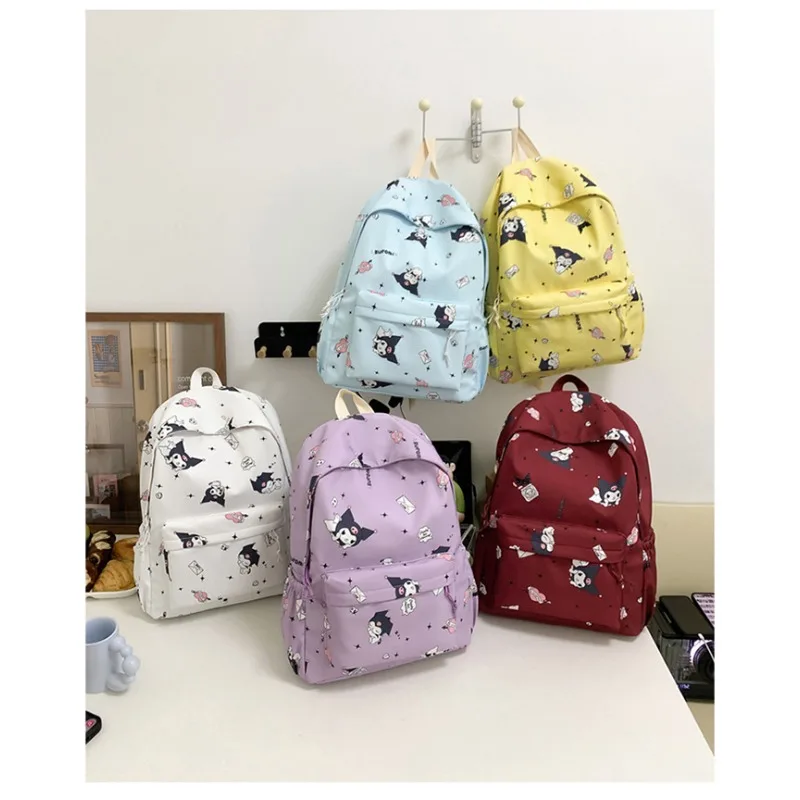 

Cute Cartoon Style Girls Middle School Backpack Large Capacity Lightweight High School Nylon Shoulder Bag KUROMI