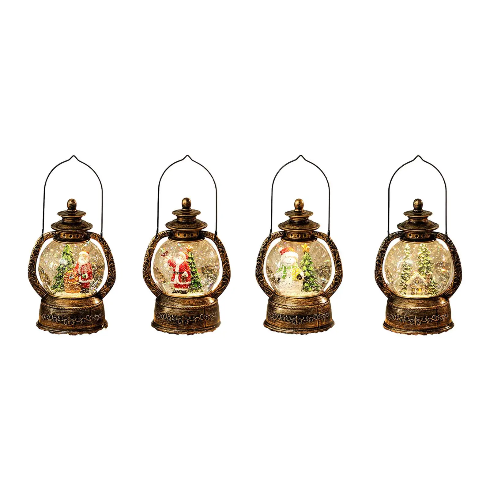 Lighted Christmas Snow Globe Lantern Music Box for Holiday Office Home