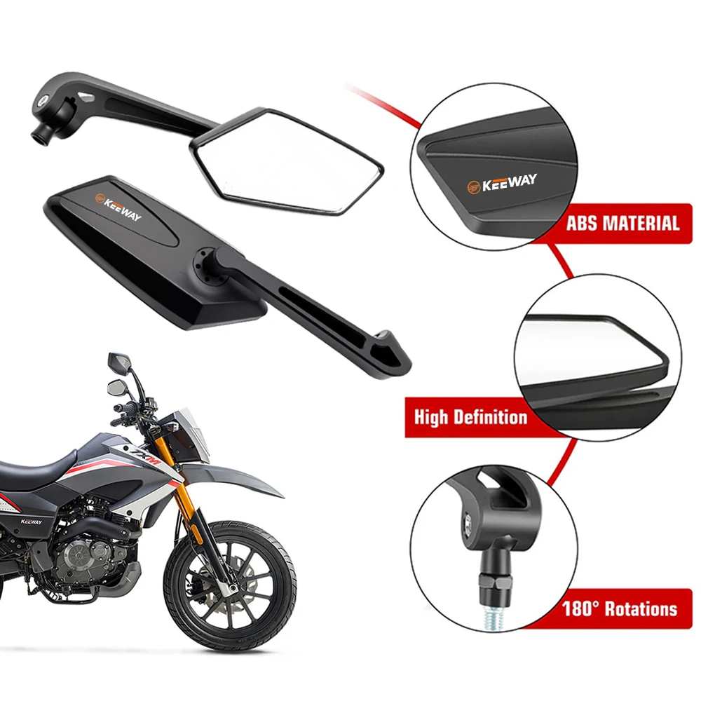 360° Rotatable Motorbike Side Mirror Hd Premium Glass Lens ForKeeway Hurricane RKX RKS Superlight K-Light Vieste TX Aries
