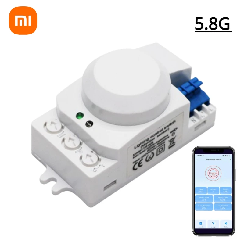 

Microwave Human Motion Sensor Electrical Equipment Switch 220V-240V 5.8 GHz 360 Degree Sensor Smart Home Control