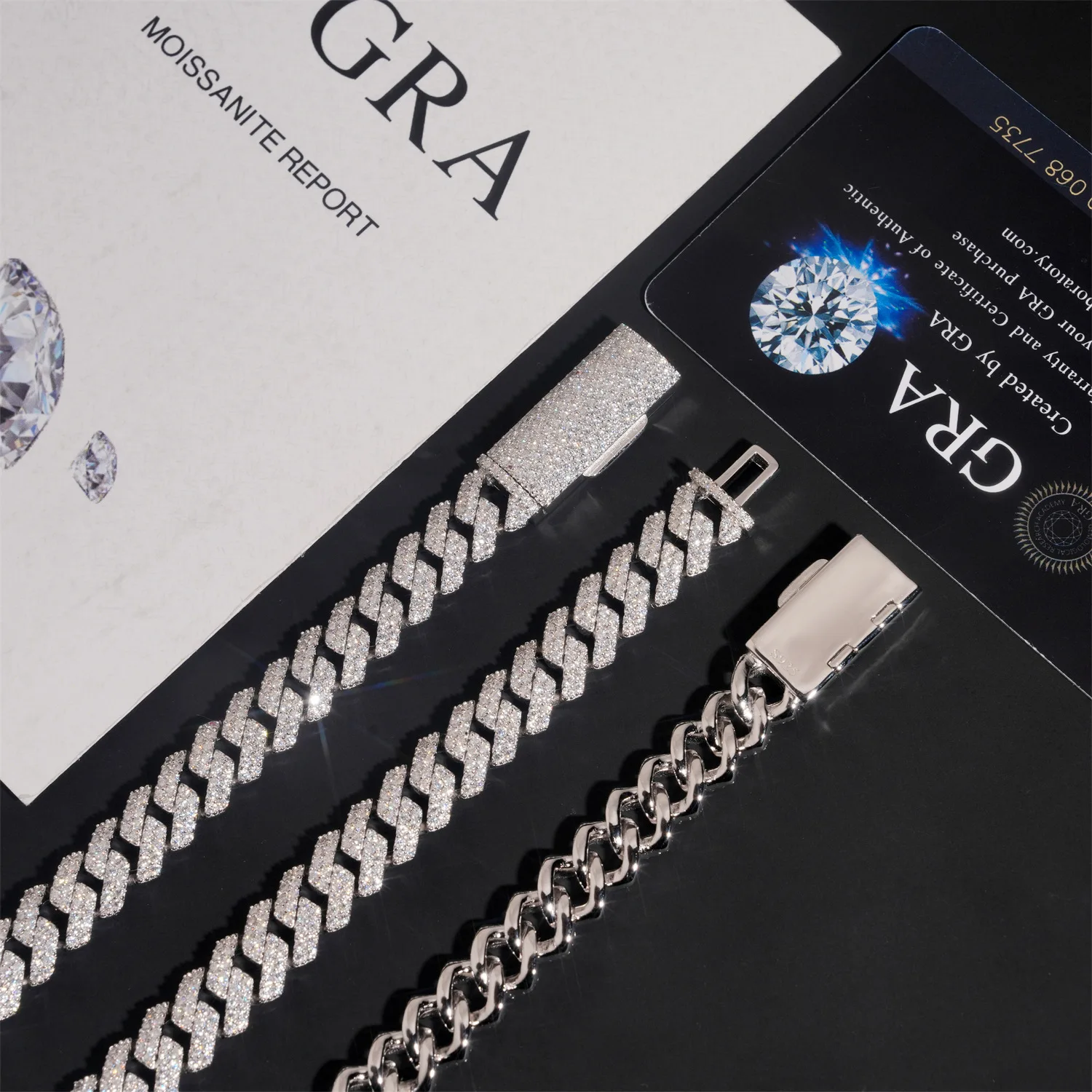Double .Unisex 10mm Row Diamond Cut Moissanite Hip Hop Link Chain Cuban Set Copper Iced Out Necklace Bracelet Factory Wholesale.