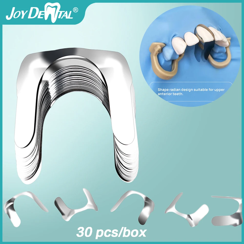 30Pcs Dental Matrix Contoured Anterior Metal Matrix Bands Sectional Matrix System Matrices Dentistry Materials