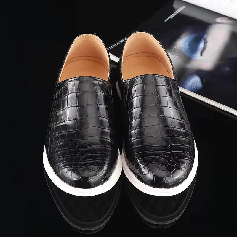 BATMO 2023 new arrival Fashion Crocodile Skin causal shoes men,male Genuine leather shoes PDD39