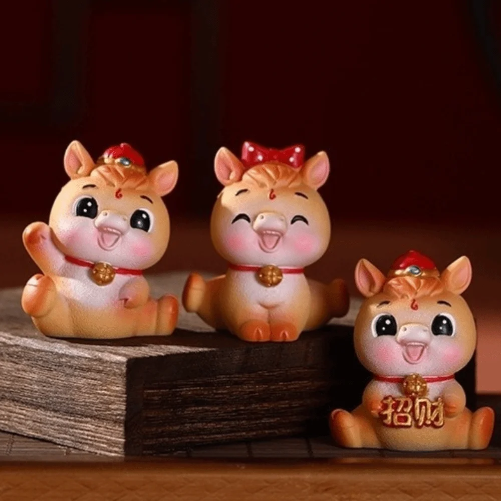 الراتنج 2026 الحصان العام التماثيل سنة الحصان نابض بالحياة زودياك الحصان التميمة الصينية الزخرفية مصغرة الحصان أرقام #3