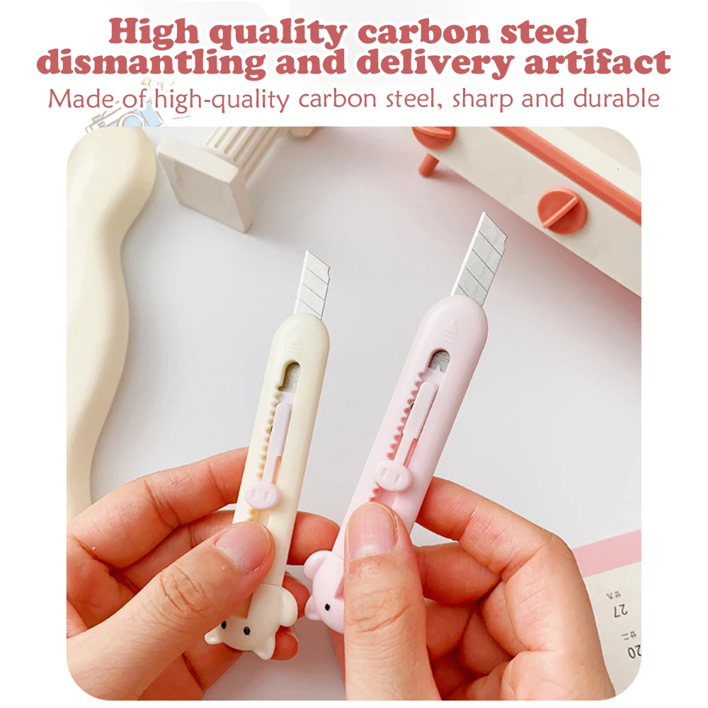 Mini Portable Utility Knife Kawaii Cartoon Animal Rabbit Cat Piggy Box Cutter for Student Cute Scrapbook Stationery Paper Cutter