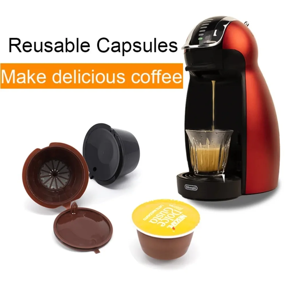 10PCS Refillable Capsules for Nescafe DOLCE GUSTO Coffee Capsules Reusable Filter with Spoon Brush Coffee Pods High Quality view 2