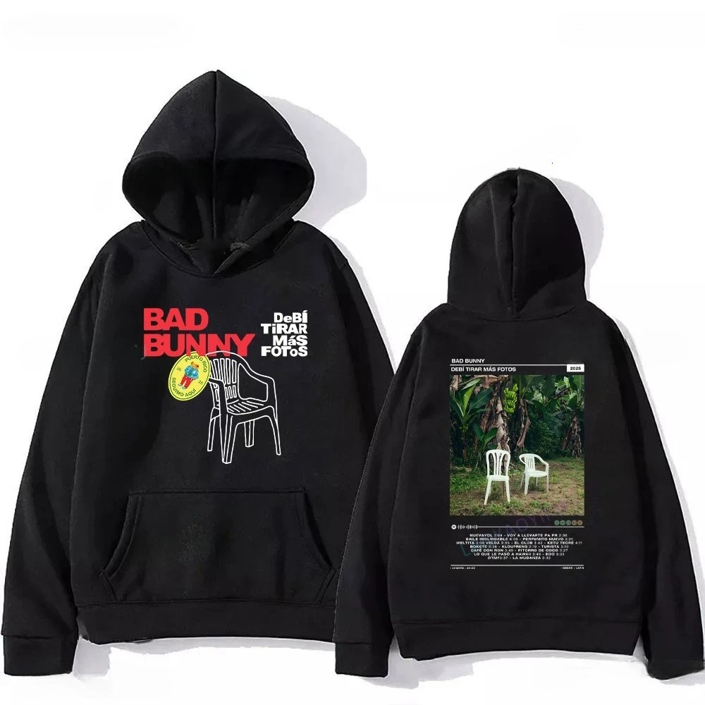 للجنسين باد باني ديبي تيارار ماس فوتوز ألبوم الضفدع جرافيك القطن البلوز موضة هوديي امرأة رجل هودي أسود #4