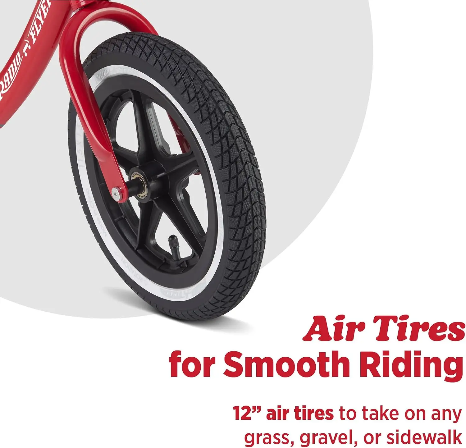 Air Ride Balance Bike, Red, Ages 1.5-5, Pedal Free, Rubber Air Tires, Adjustable Seat, Foot Rest, Bell view 3