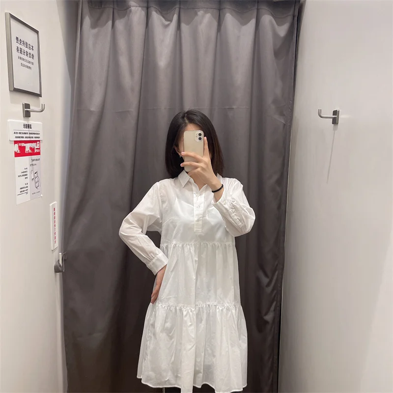 تنورة ربيعية من القطن بطبقات سبعة Sve Dr Cake على شكل حرف A Dr FX44504 للسيدات من Faion Commute Sle Long Sve...