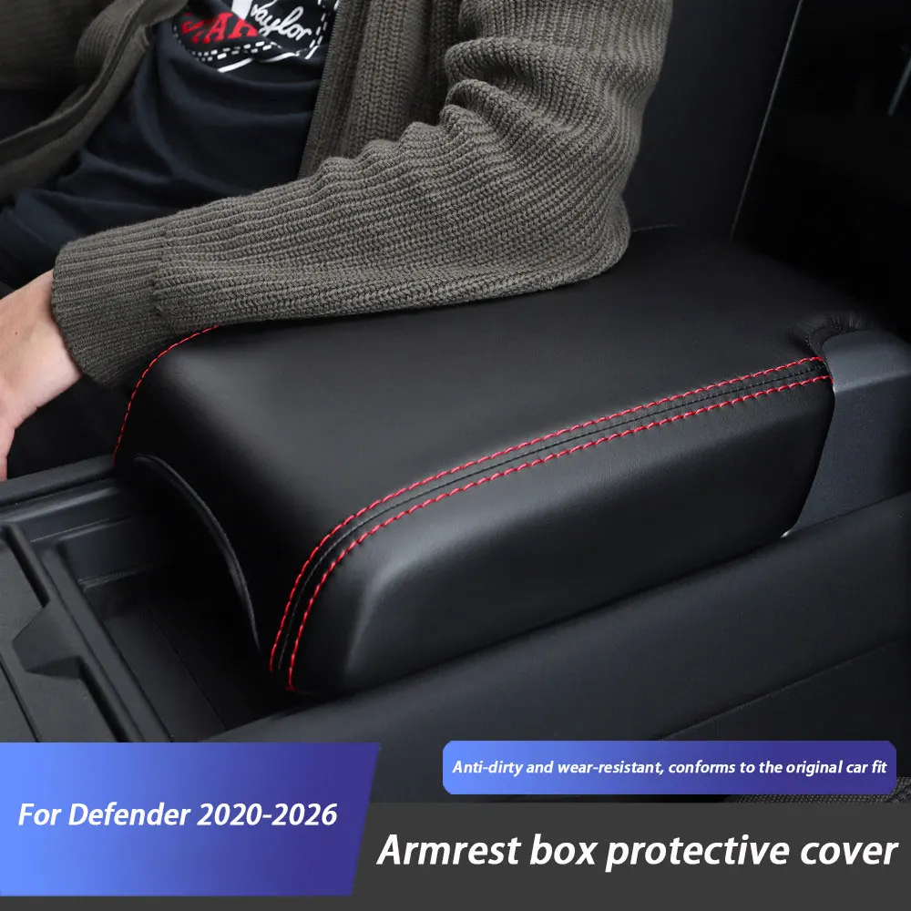 

Leather Armrest Cushion Cover Center Console Box Pad Protector For Land Rover Defender 2020 2021 2022 2023-2026 Car Accessories