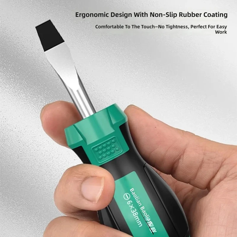 02DC Furniture Assembly Screwdriver Set 2 Piece Textured Handle Steel Rod Tool for Household Screw Turning Tasks Daily