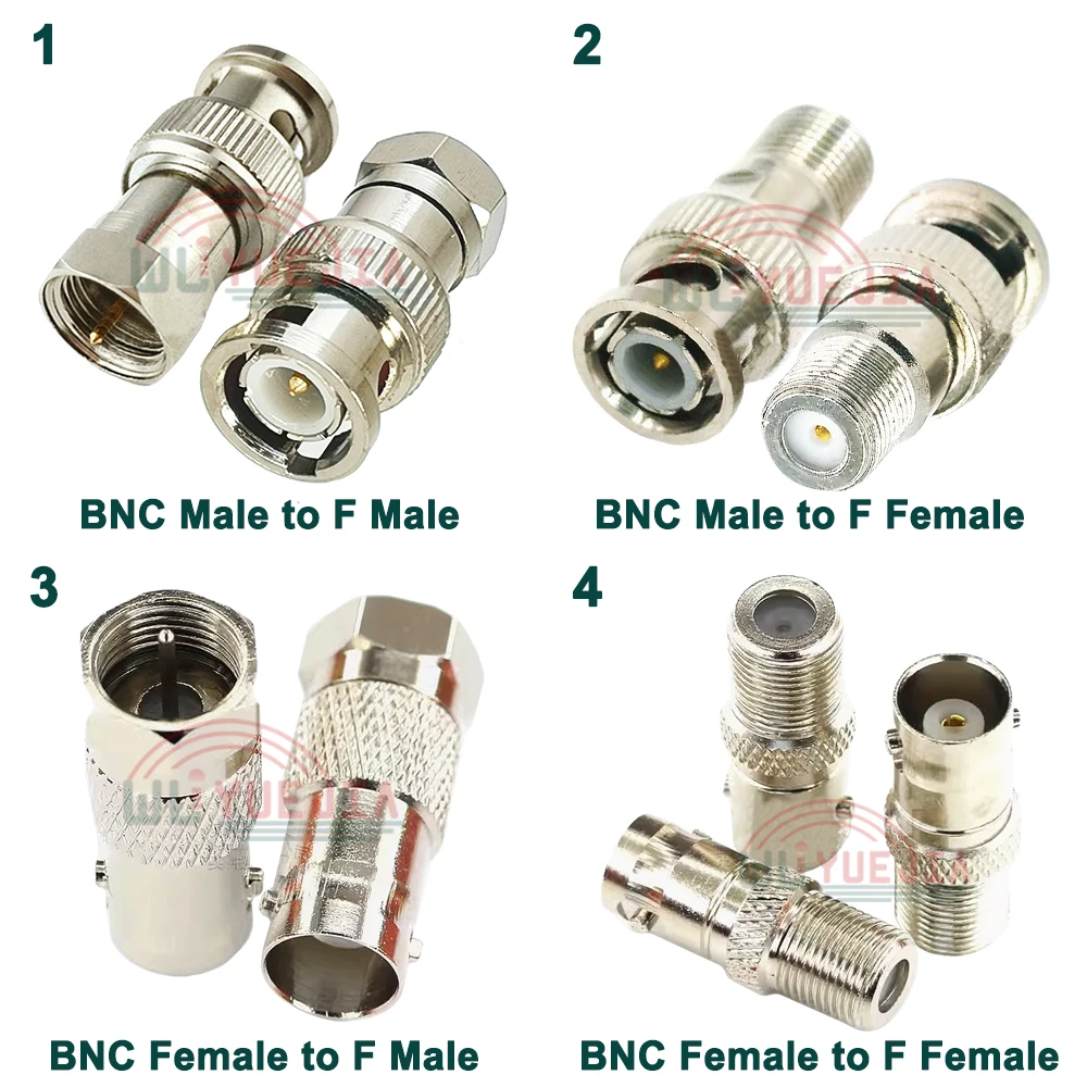 

2Pcs/Lot Q9 BNC To F Type RF Adapter Q9 BNC Male Plug or Female Jack to F Male Female RF Coaxial Converter Nickel Plated Brass