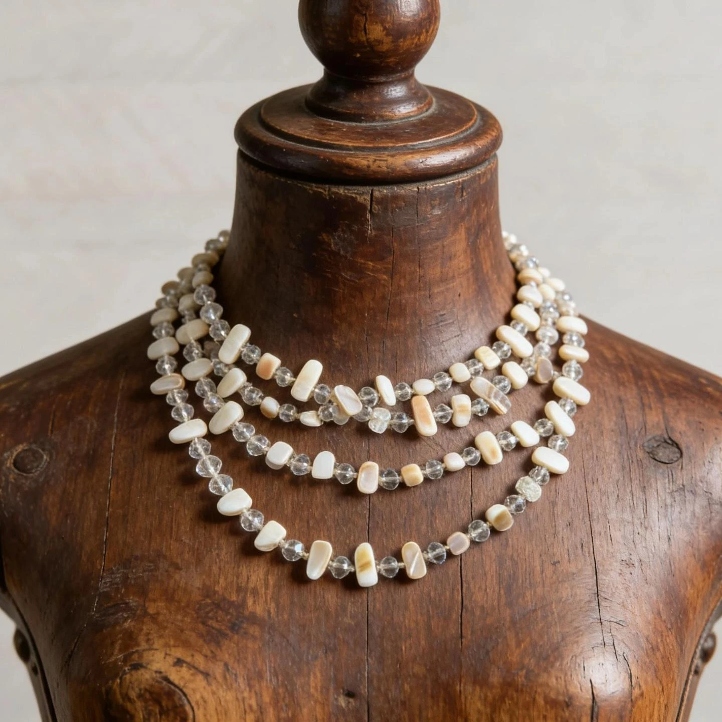 Bohemian style white natural shell necklace, women's forest style double layered sweater chain accessories, niche high-end feel