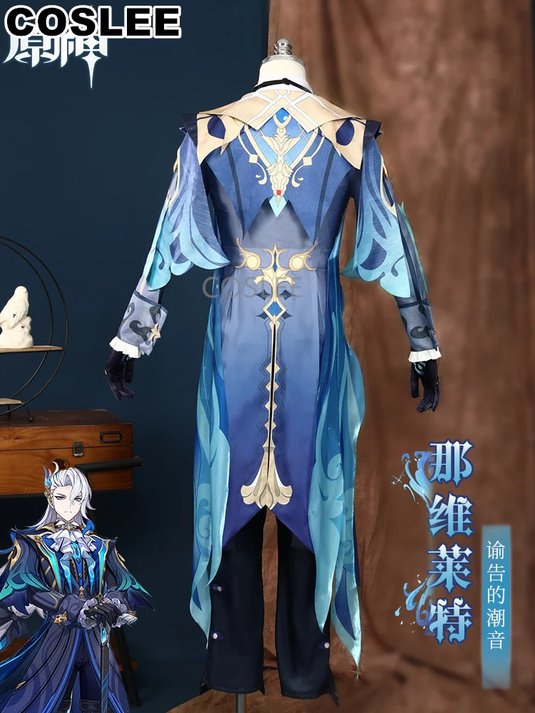 COSLEE Genshin Impact Neuvillette Cosplay Costume Handsome Uniform Game Suit Halloween Carnival Party Outfit Men XS-3XL New