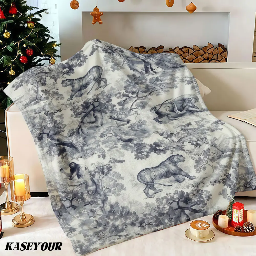 Vintage Safari Tapestry Winter Summer Flannel Blanket Throw Fleece Soft Fuzzy Plush Cozy Fleece Blankets for Sofa Ideal Gifts